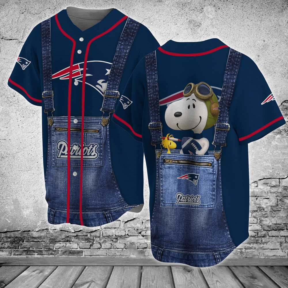 New England Patriots NFL Baseball Jersey Shirt Snoopy FVJ - Gift for Women Men - Bafud