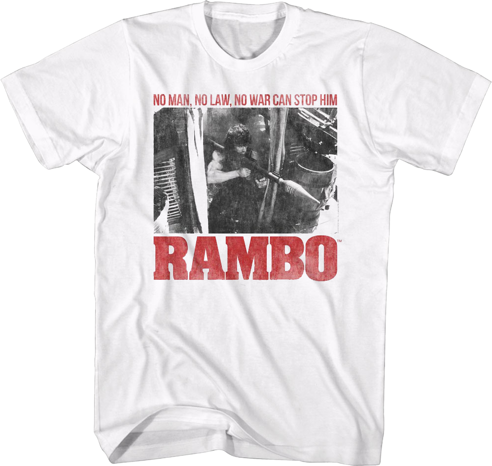 No Man No Law No War Can Stop Him Rambo T-Shirt Hoodie, Sweatshirt | CiraTrend.com (Image 1)