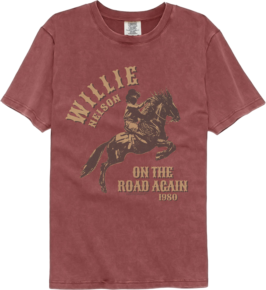 On The Road Again Willie Nelson Comfort Colors Brand T-Shirt Hoodie, Sweatshirt | CiraTrend.com (Image 1)