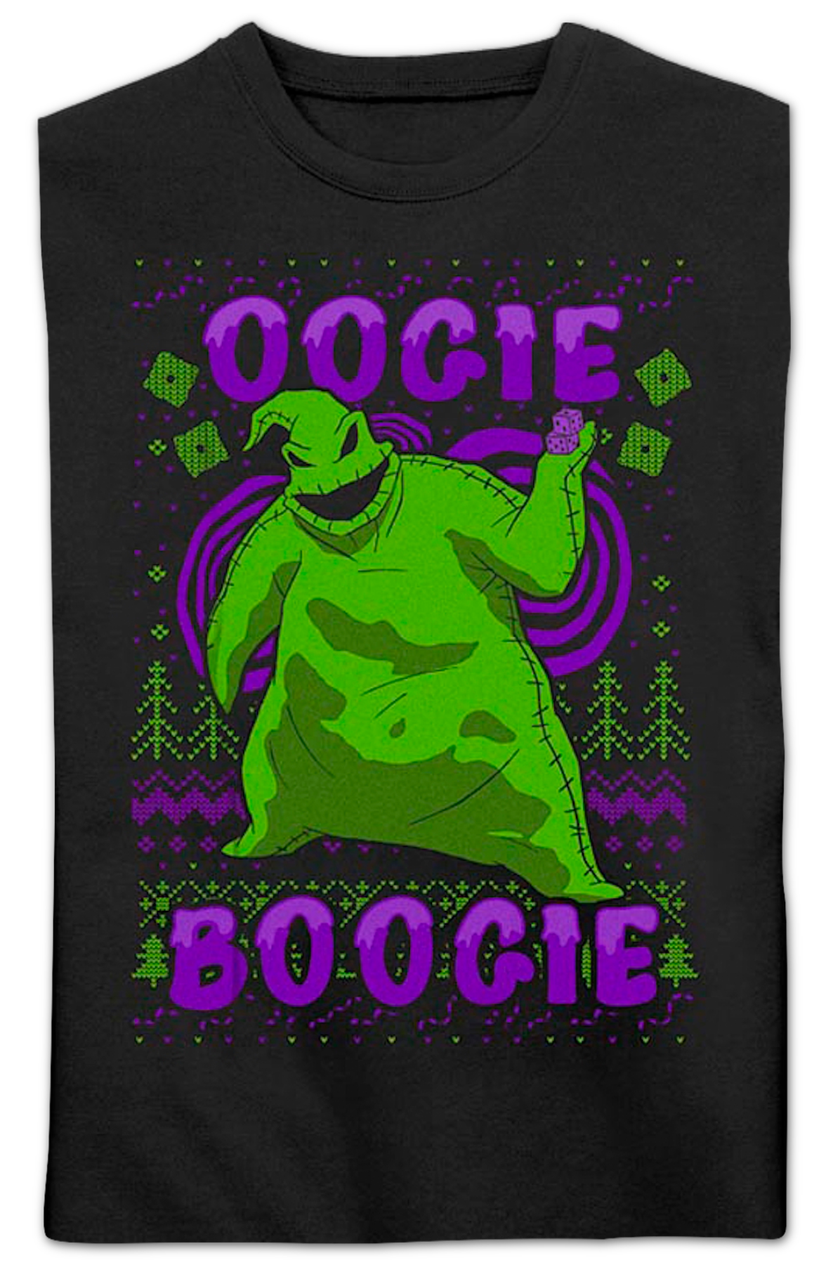 Oogie Boogie Faux Ugly Sweater Nightmare Before Christmas Sweatshirt T-Shirts, Hoodie | CiraTrend.com (Image 2)