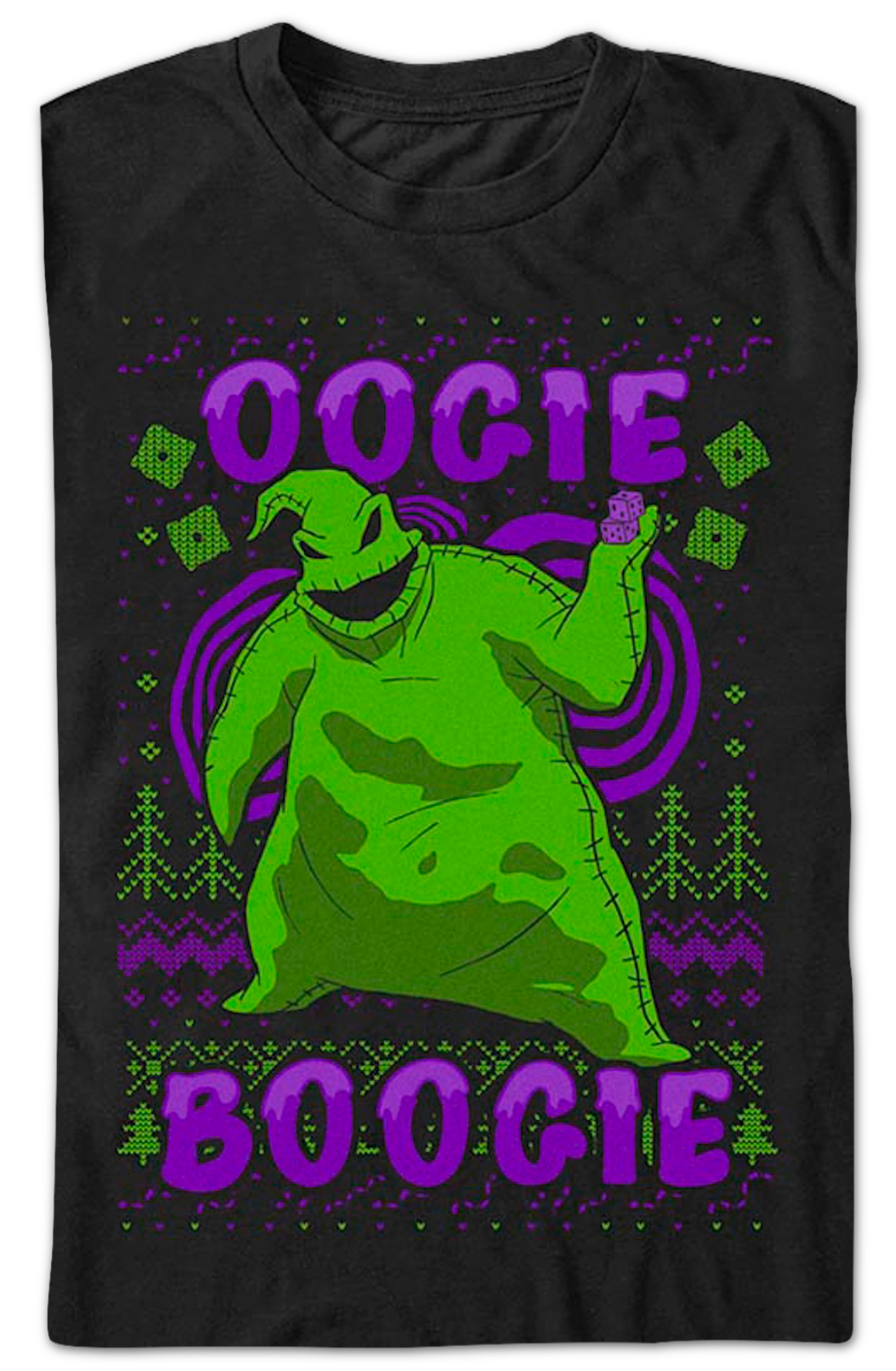 Oogie Boogie Faux Ugly Sweater Nightmare Before Christmas T-Shirt Hoodie, Sweatshirt | CiraTrend.com (Image 2)