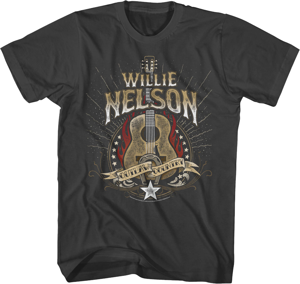 Outlaw Country Guitar Willie Nelson T-Shirt Hoodie, Sweatshirt | CiraTrend.com (Image 1)