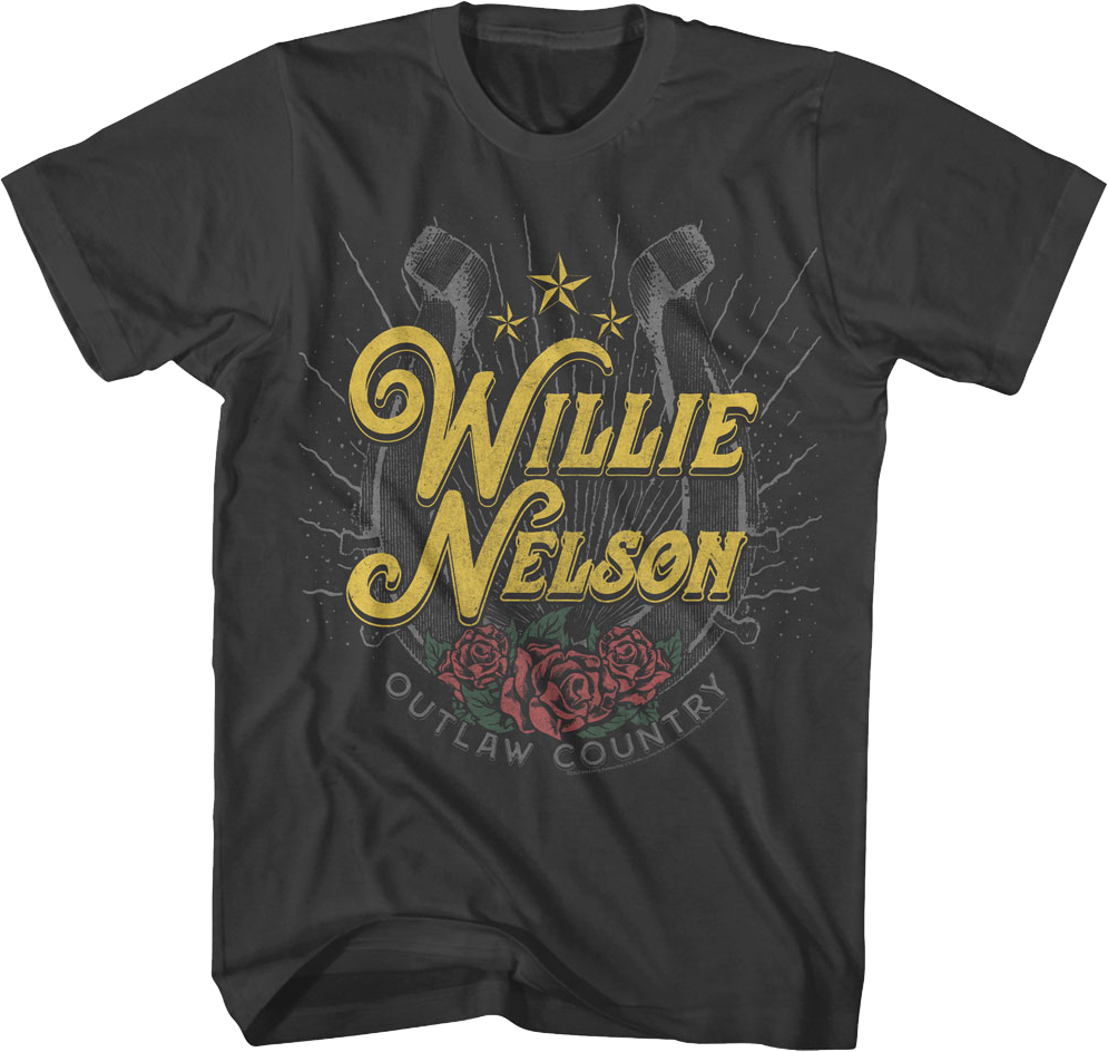 Outlaw Country Horseshoe Willie Nelson T-Shirt Hoodie, Sweatshirt | CiraTrend.com (Image 1)