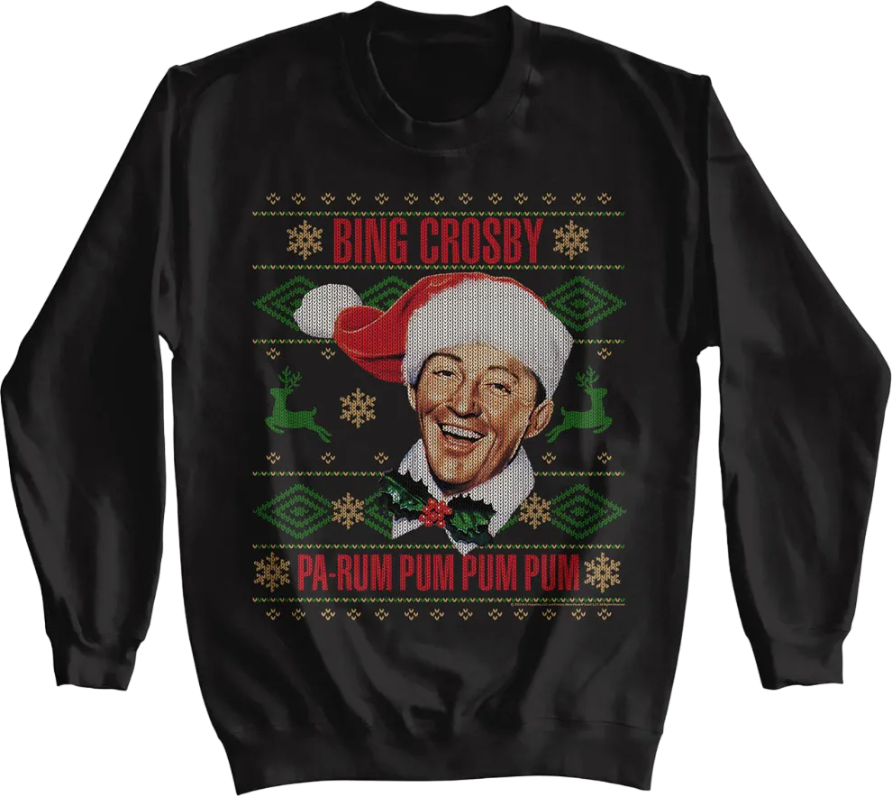 Pa-Rum Pum Pum Pum Faux Ugly Christmas Sweater Bing Crosby Sweatshirt T-Shirts, Hoodie | CiraTrend.com (Image 1)