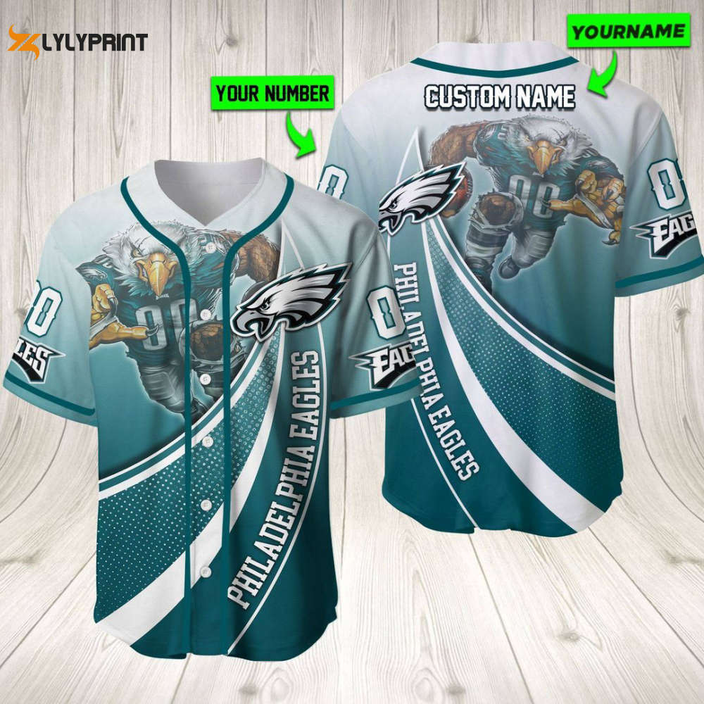 Personalized Philadelphia Eagles Baseball Jersey Baseball Jersey Mascot Gift For Men Women - lylyprint.com