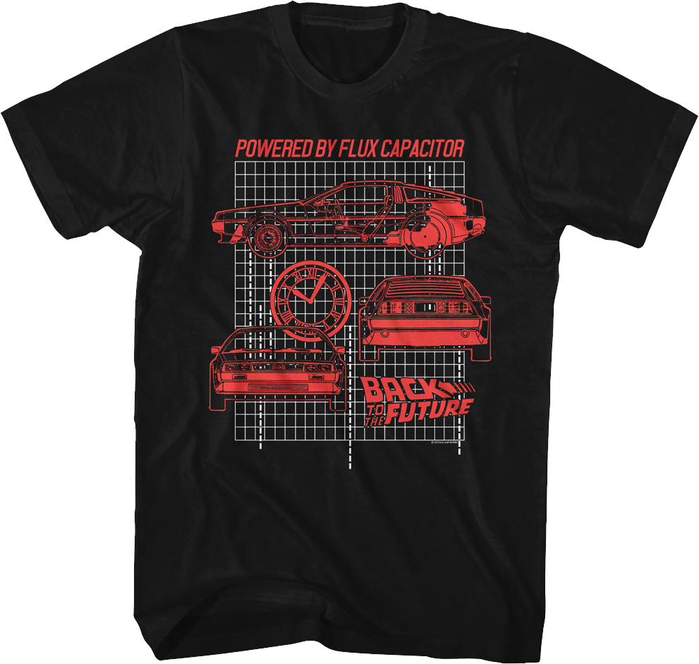 Powered By Flux Capacitor Blueprints Back To The Future T-Shirt Hoodie, Sweatshirt | CiraTrend.com (Image 1)