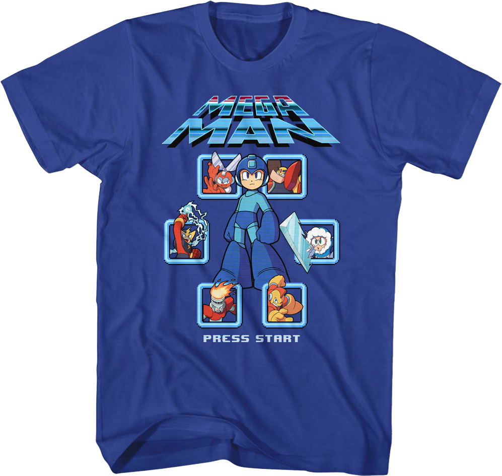 Press Start Mega Man T-Shirt Hoodie, Sweatshirt | CiraTrend.com (Image 1)