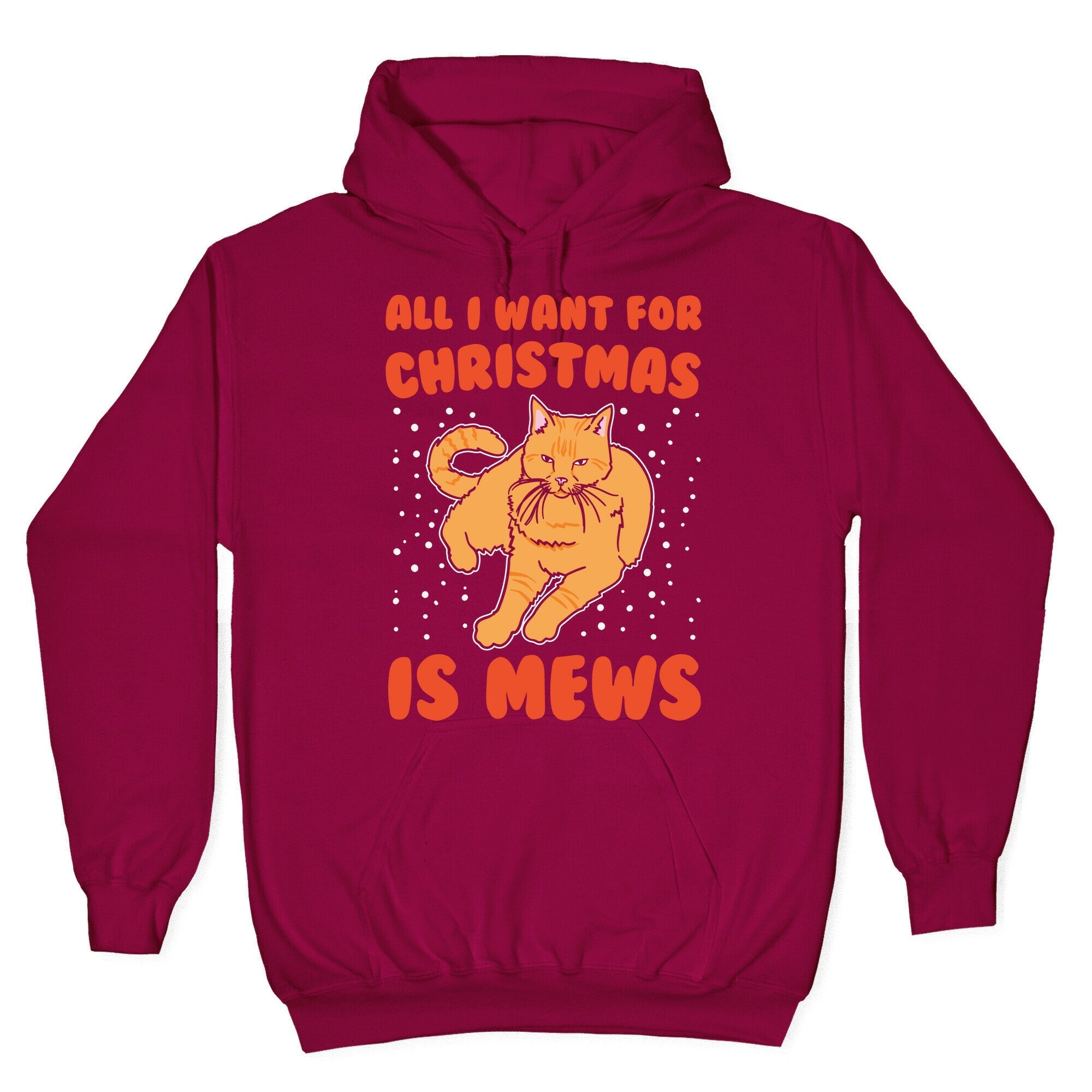 All I Want For Christmas Is Mews Parody White Print Hoodie