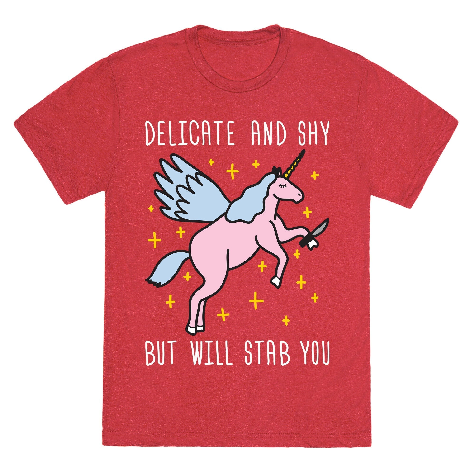 Delicate And Shy But Will Stab You Unicorn Unisex Triblend Tee
