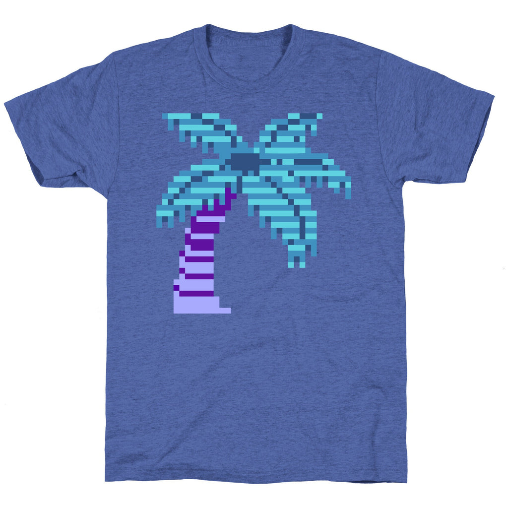 8-Bit Vaporwave Palm Tree Unisex Triblend Tee