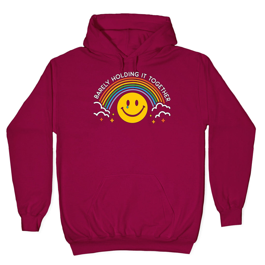 Barely Holding It Together Rainbow Smiley Hoodie