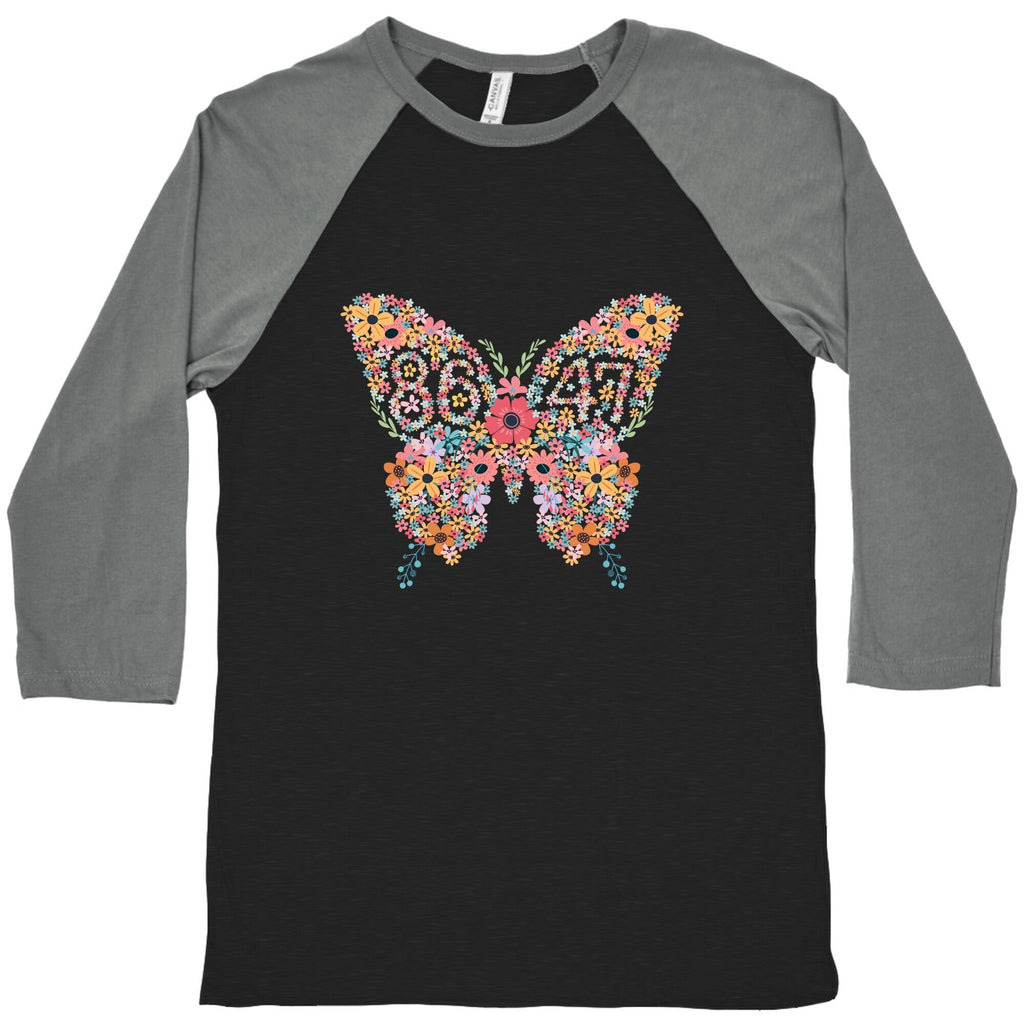 8647 Anti Trump Butterfly Baseball Tee