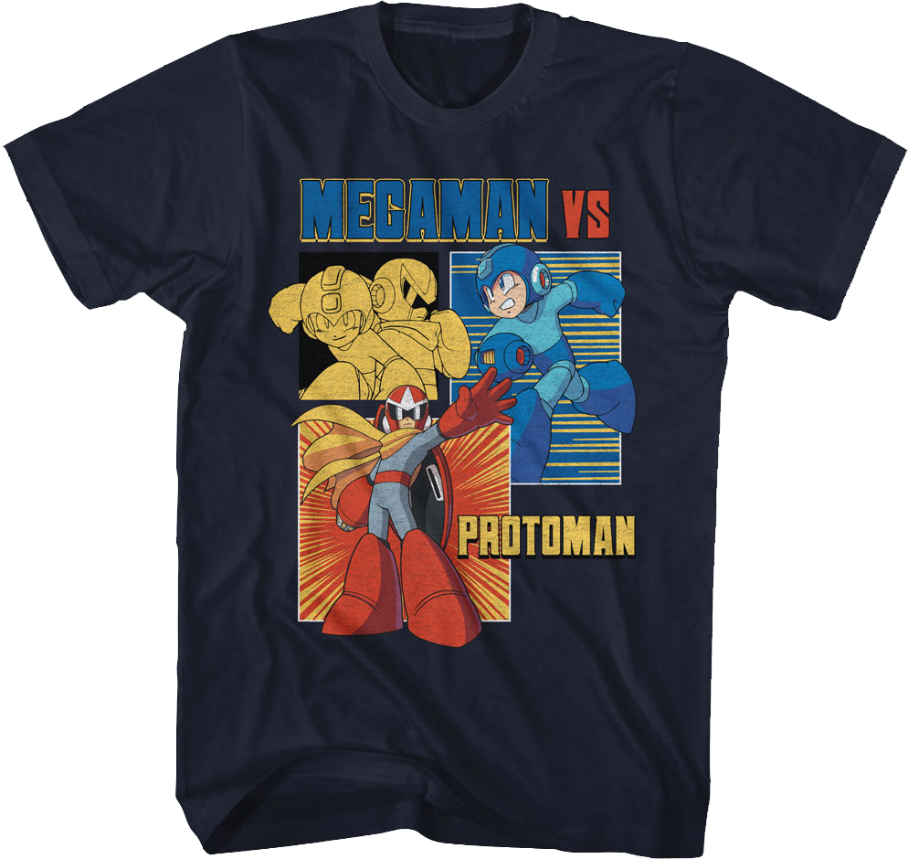 Proto Man vs. Mega Man T-Shirt Hoodie, Sweatshirt | CiraTrend.com (Image 1)