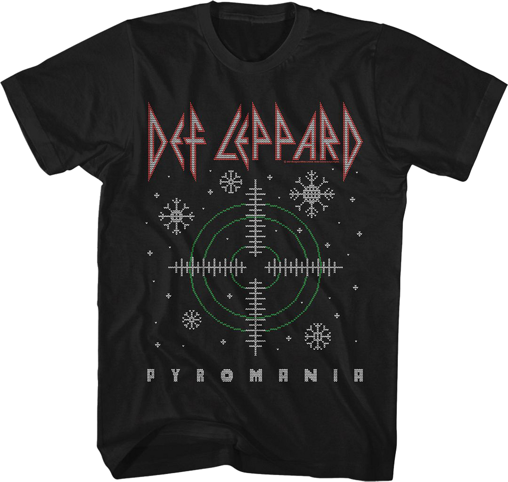 Pyromania Faux Ugly Christmas Sweater Def Leppard T-Shirt Hoodie, Sweatshirt | CiraTrend.com (Image 1)