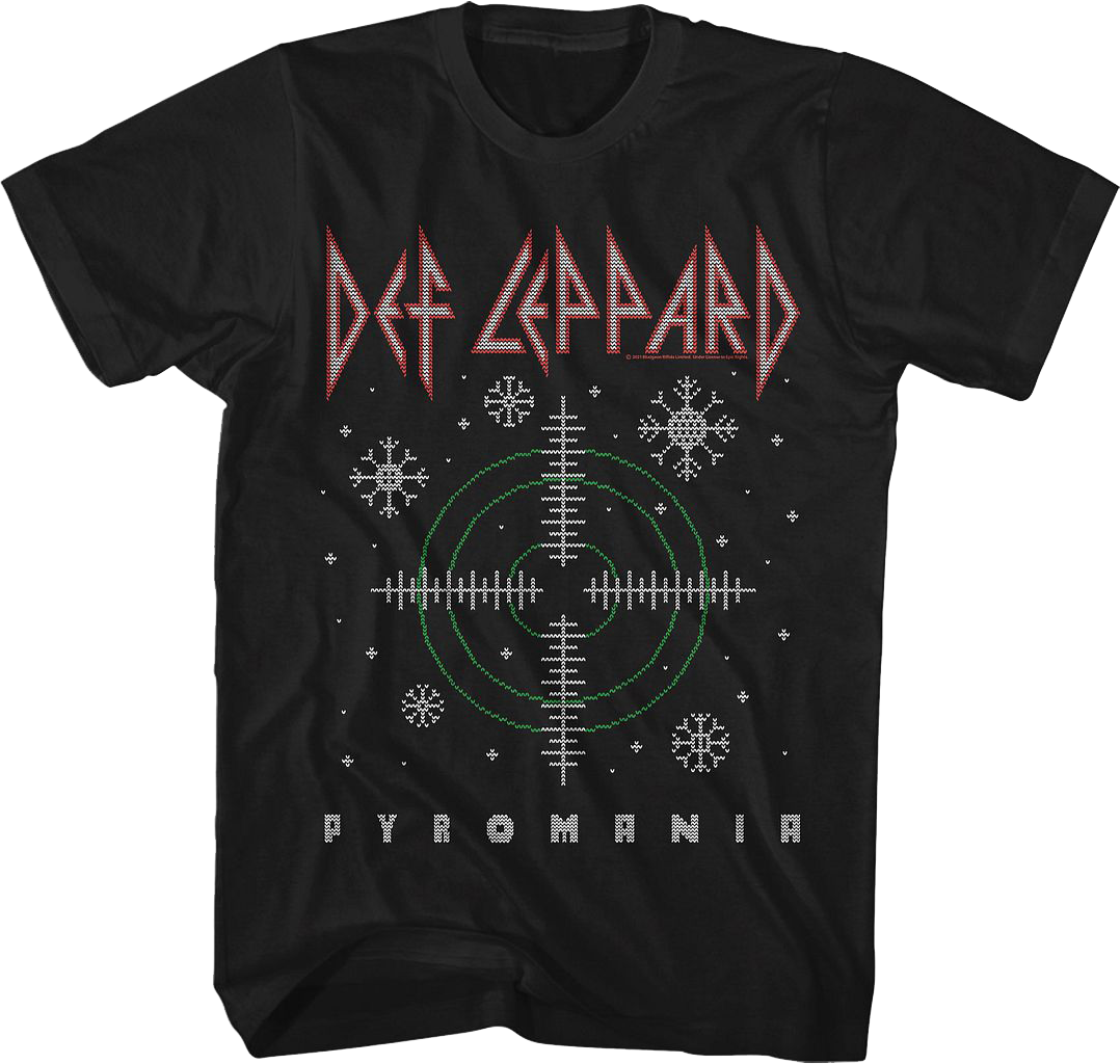 Pyromania Faux Ugly Christmas Sweater Def Leppard T-Shirt Hoodie, Sweatshirt | CiraTrend.com (Image 1)