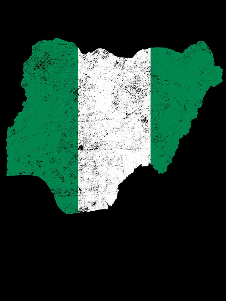 Nigeria Flag map tshirt distressed vintage by farhanhafeez