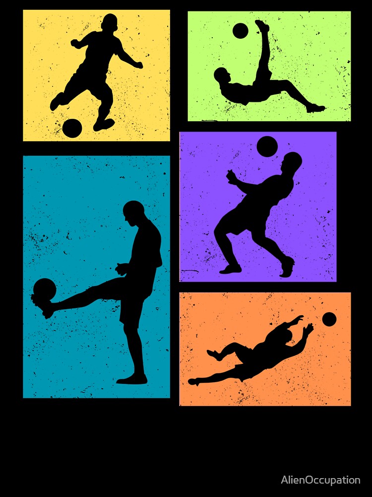 Colorblock Soccer Players With Grunge Texture by AlienOccupation