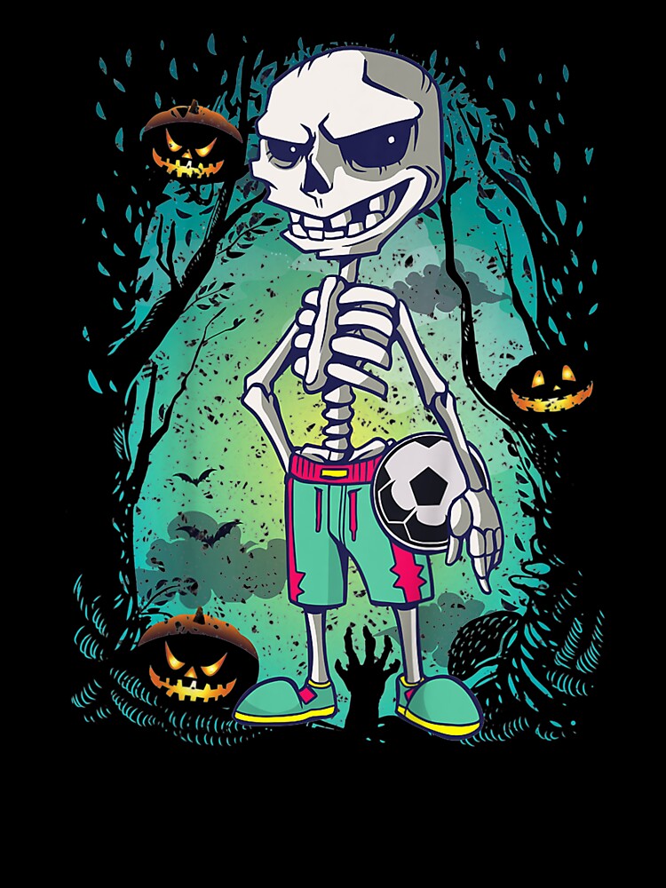 Funny Halloween Soccer Skeleton Boys Men Cute Soccer Player by FidelmaShop