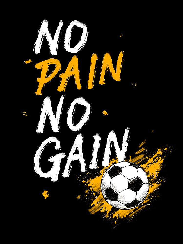 No Pain No Gain Soccer Typography – Motivational Football Doodle Art by thesalynn