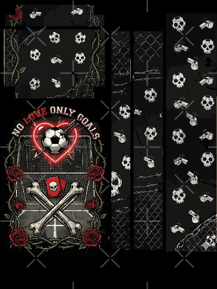 No Love Only Goals - Gothic Anti Valentine Soccer Football Skull by devilfronty