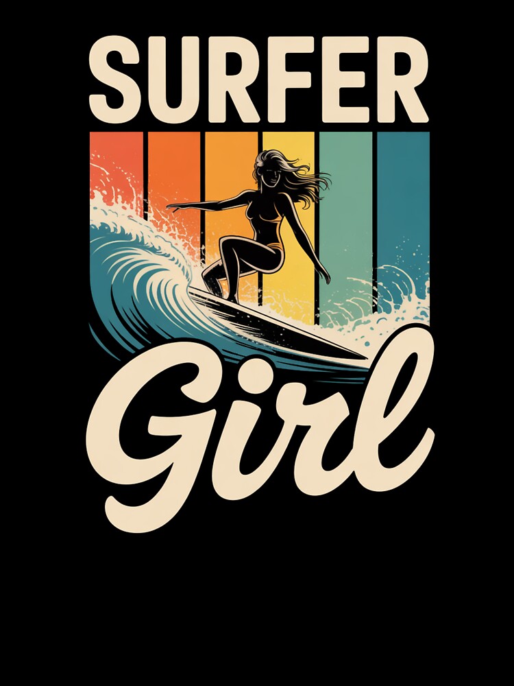 Retro surfer girl vintage beach aesthetic design by CleanDecor