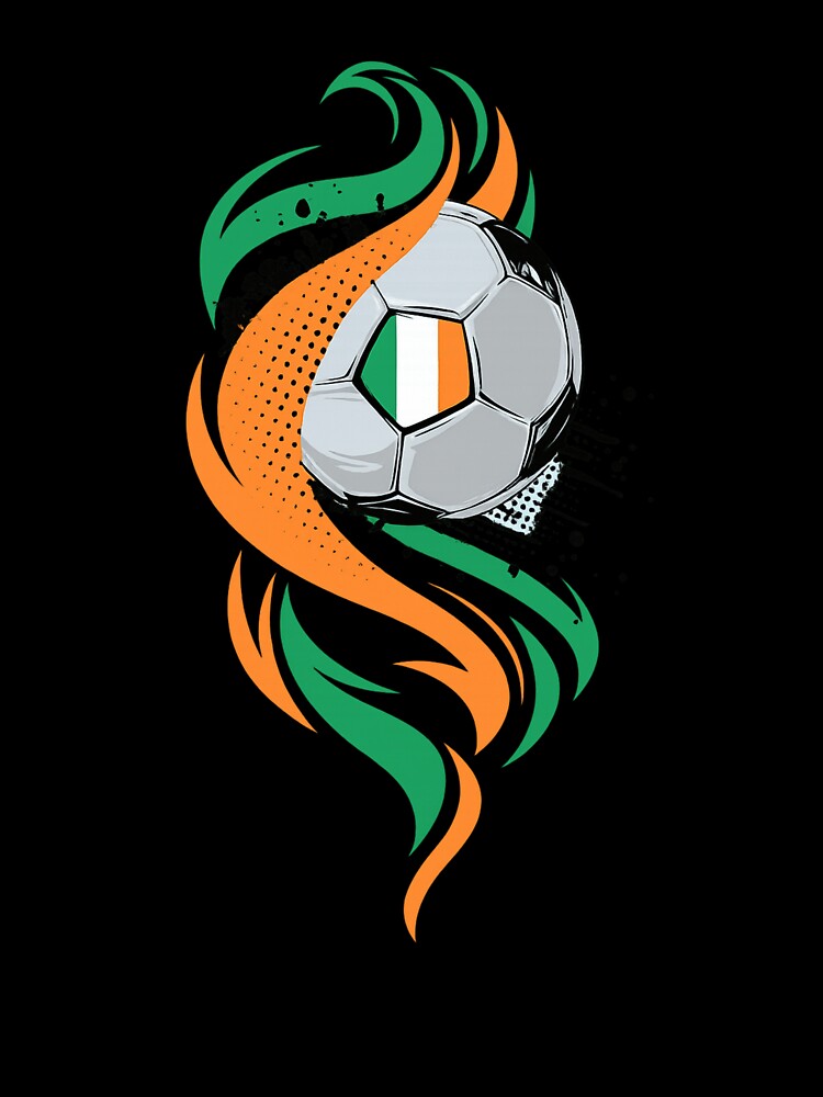 Ireland Soccer Flame Design – Abstract Football with Tricolor Swirls by haitrieuic96