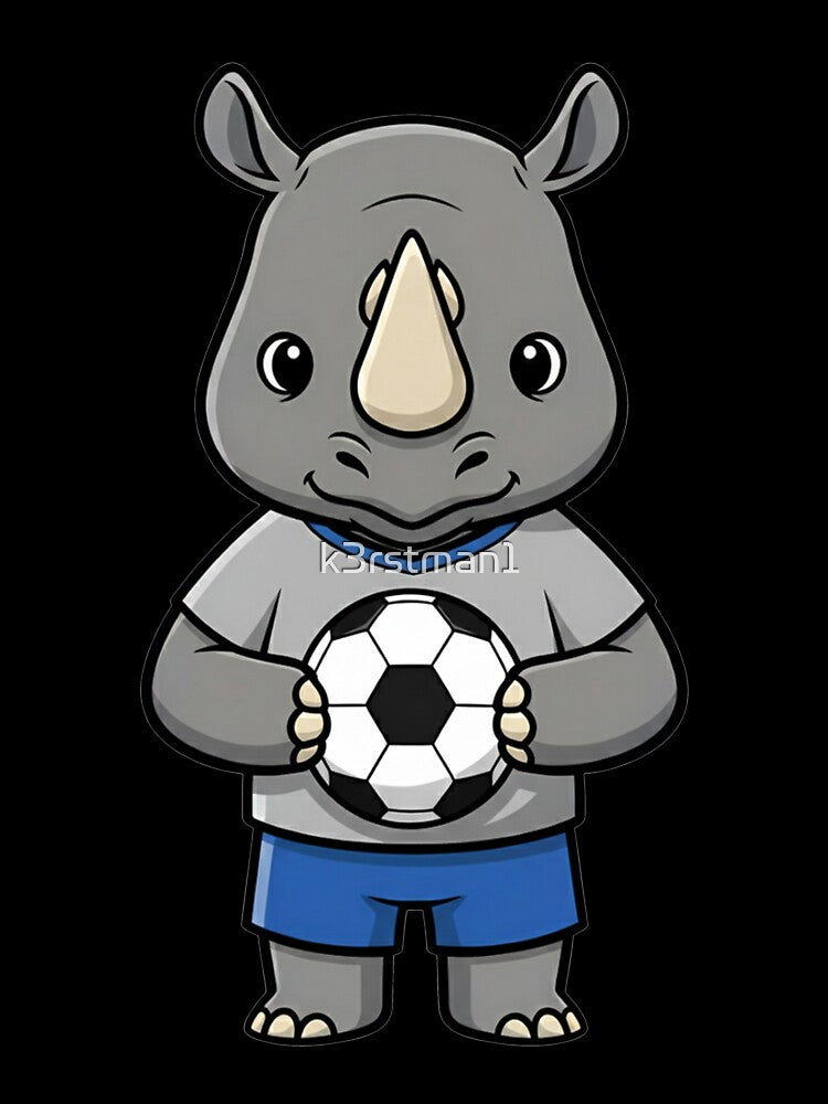 Rhino Soccer Player Mascot Cartoon by k3rstman1