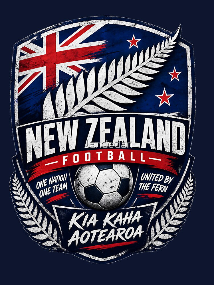 New Zealand Football Emblem, All Whites Soccer Fan Badge, Kiwi Fern Sports Logo Design by Jandedan