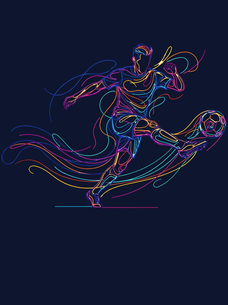 Neon Soccer Player Line Art Retro Football Fan Graphic by KristenosNehk