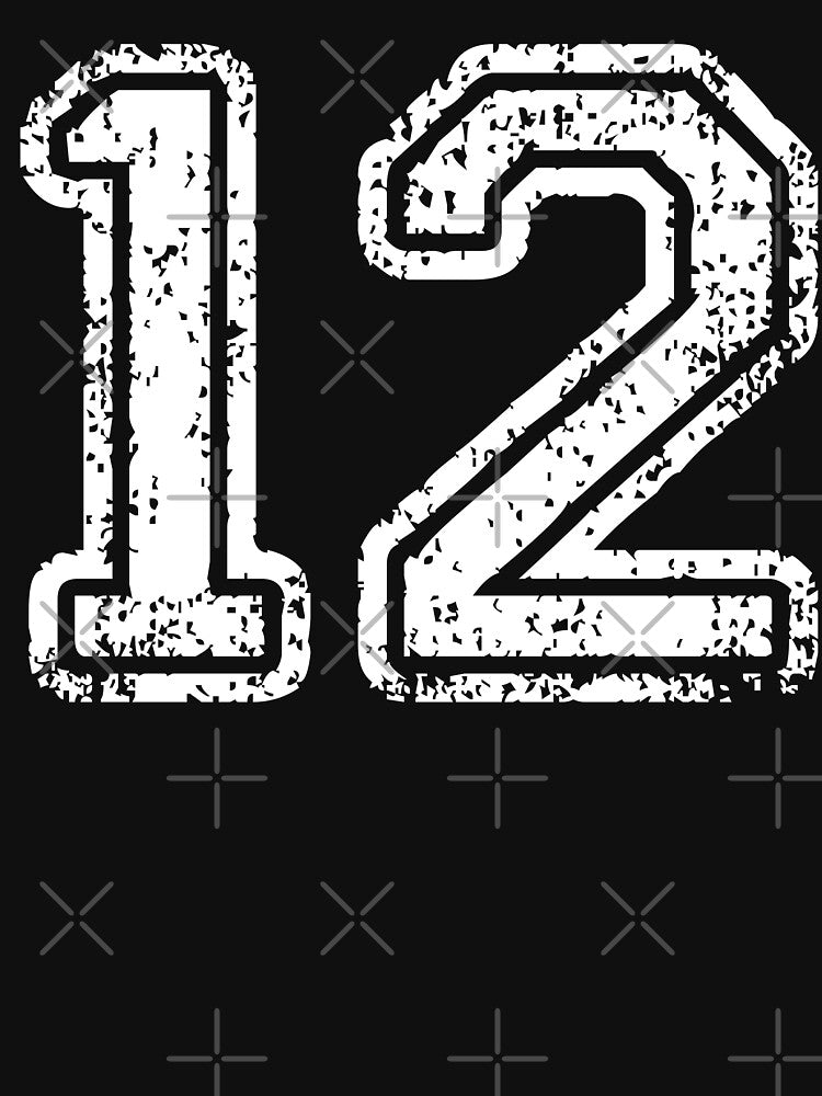 Sport Team Jersey 12 T Shirt Football Soccer Baseball Hockey Basketball Twelve 12 012 Number by arcadetoystore