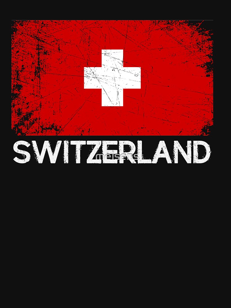 Swiss Flag Design | Vintage Made In Switzerland Gift by melsens
