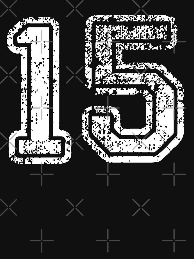 Sport Team Jersey 15 T Shirt Football Soccer Baseball Hockey Basketball Fifteen 15 015 Number by arcadetoystore