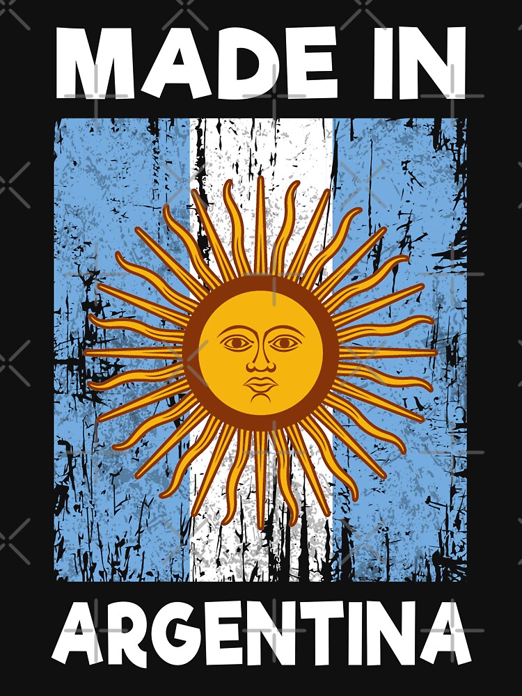 Made In Argentina Vintage Distressed Flag Sol de Mayo Pride by Dmetalx Art Apparel