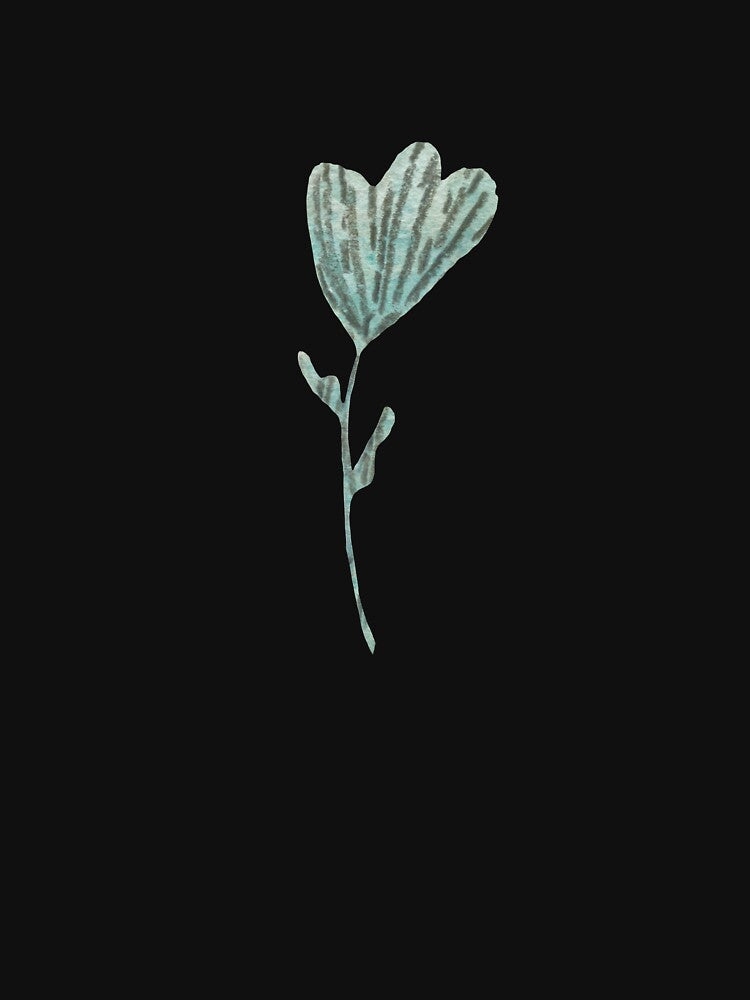 Flower green textured cartoon a watercolor sketch black by Yana Mustafina | Boho Soulful Designs