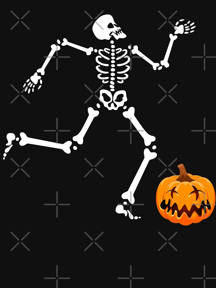 Funny Halloween Skeleton Playing Soccer With Cute Pumpkin by redodaha