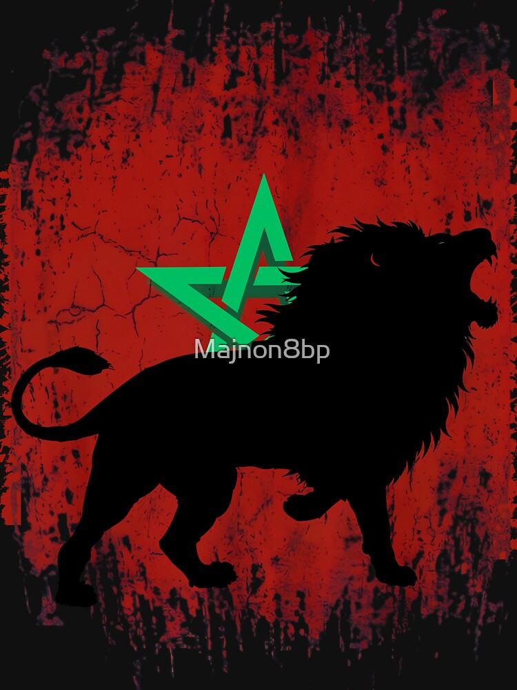 Moroccan Lion Patriotic Flag Heritage Distressed by Majnon8bp