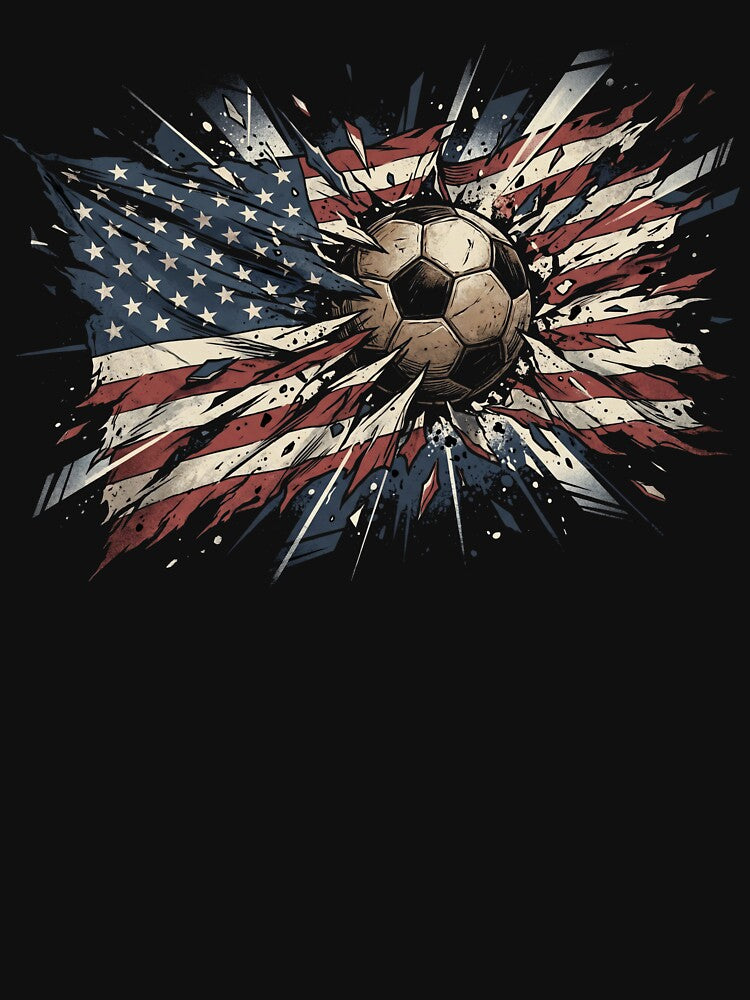 USA Soccer Ball Explosive American Flag Art by TeNovaStudio