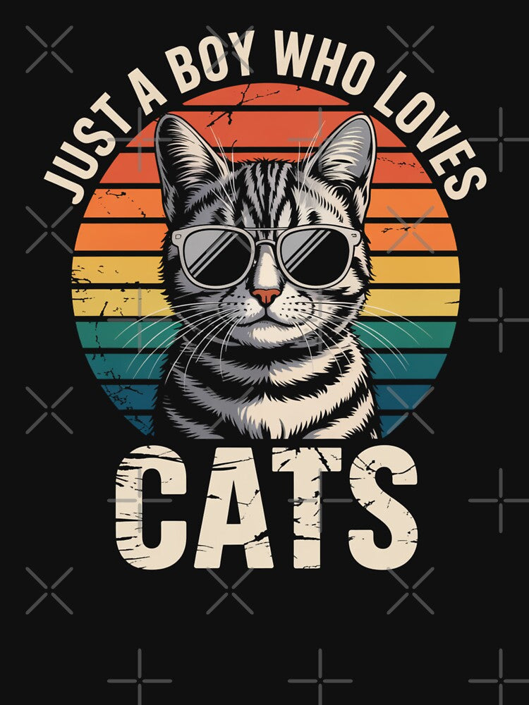 Just A Boy Who Loves Cats Cool Cat Design by Gogetgiggles