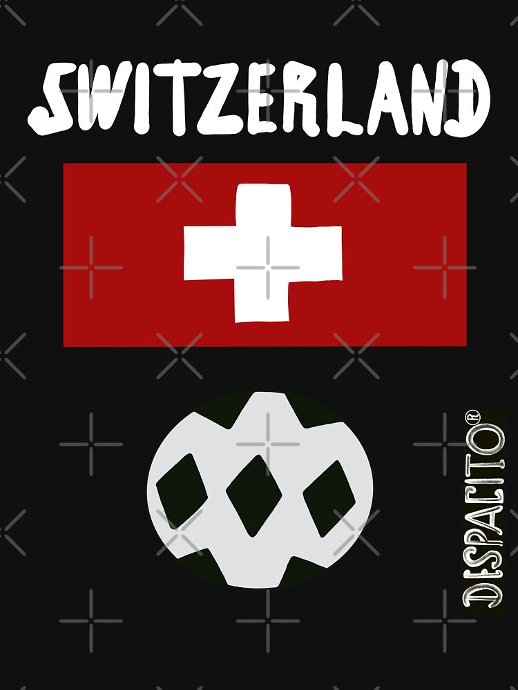 Despacito® Switzerland Flag Black White Ball Futbol Text by DespacitoBrand