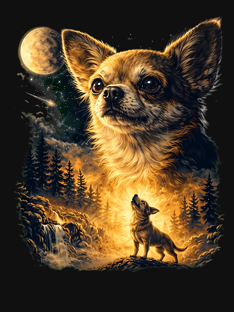 Chihuahua Howling to The Moon Vintage Funny Chihuahua Dog by OlyvieArt