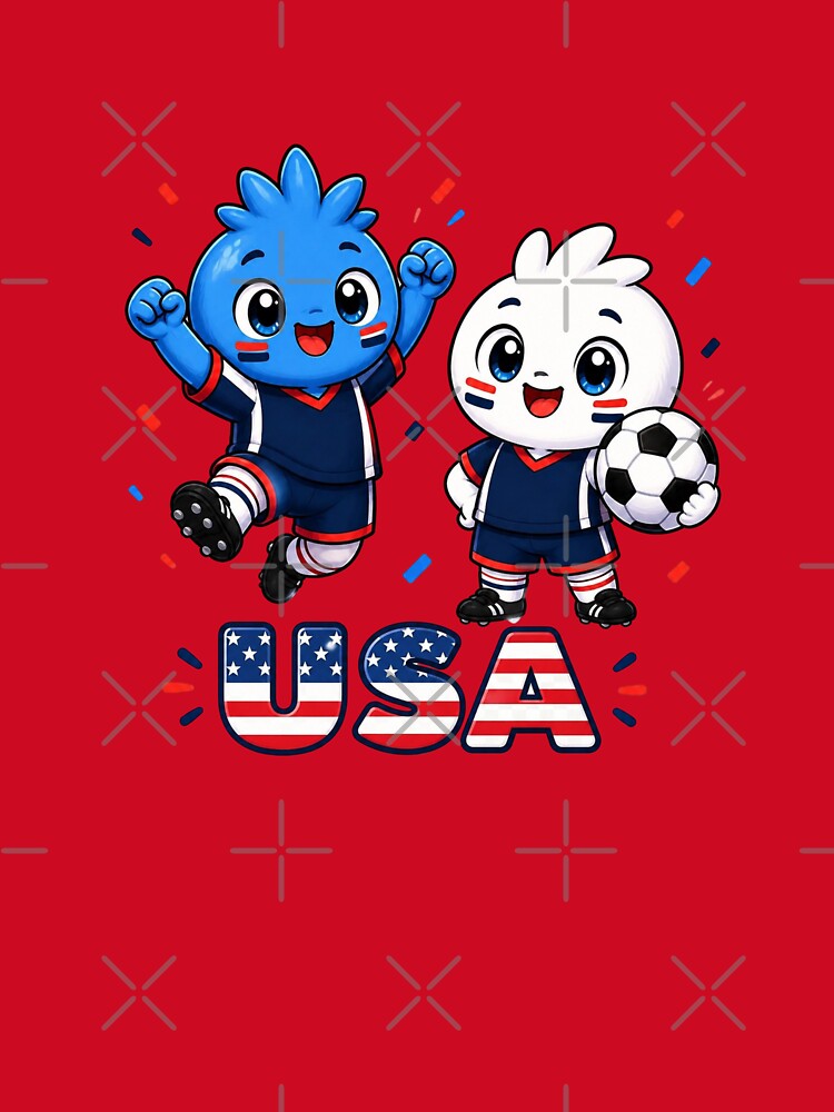 USA soccer mascot – cheerful teammates by World-of-Magic
