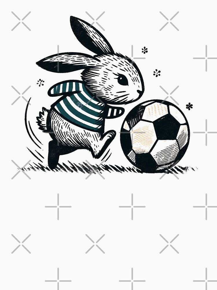 Easter Bunny Soccer PLayer - Minimalist Animal Art by BeaverFriends