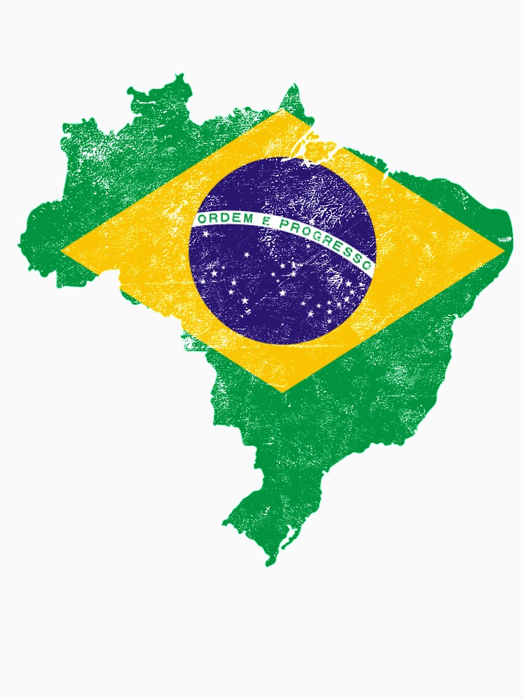 Brazil Flag Map tshirt distressed vintage by farhanhafeez