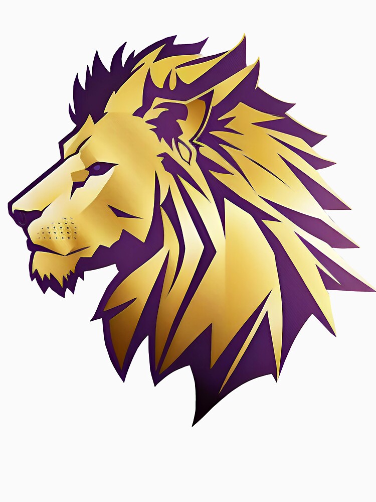 Vibrant gold and purple Lion head- perfect college or high school mascot look by KERaney