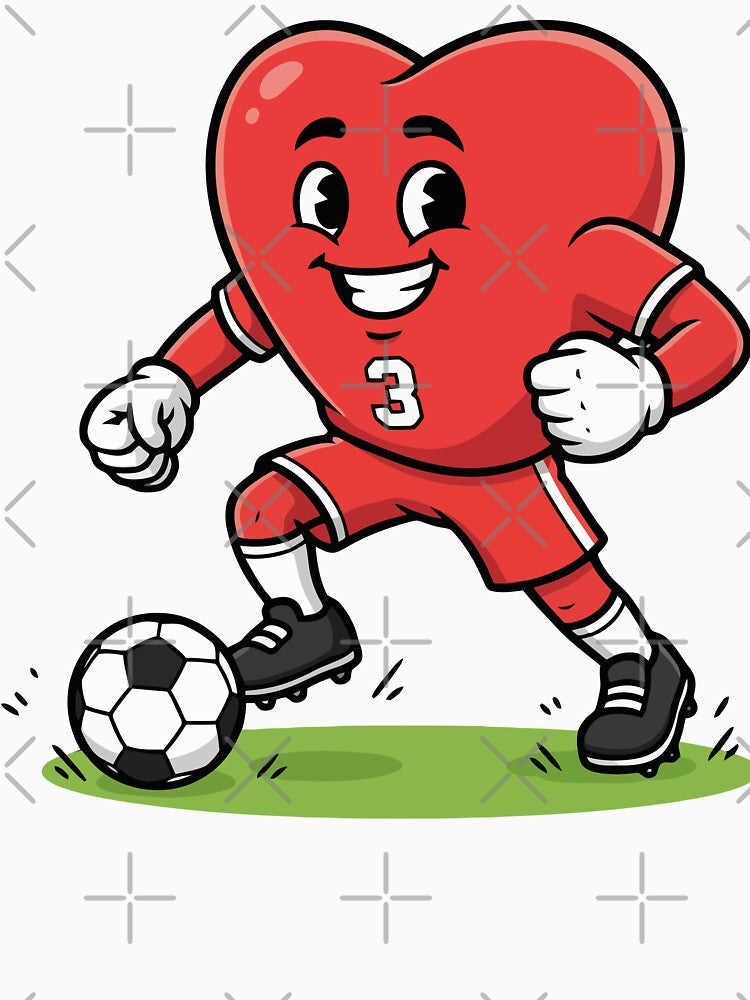 Cute Heart Football Player Cartoon Mascot Art by ZenDoodle