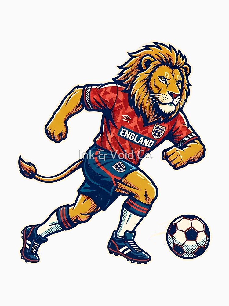 Retro 90s England Soccer Lion Graphic Art by Ink & Void Co.