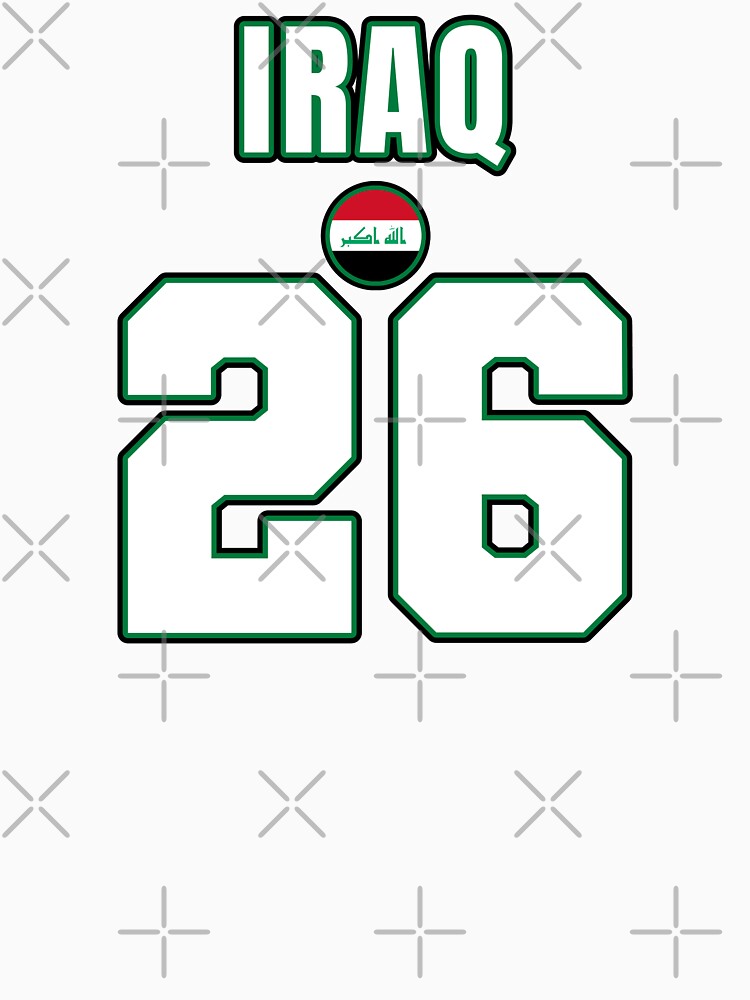Iraq 26 Football Shirt Style Design – Iraq National Team Apparel by The Hairy Melon
