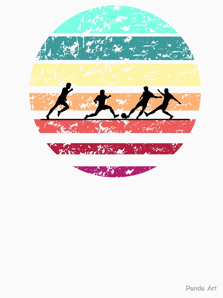 soccer team playing vintage summer retro football by Panda  Art