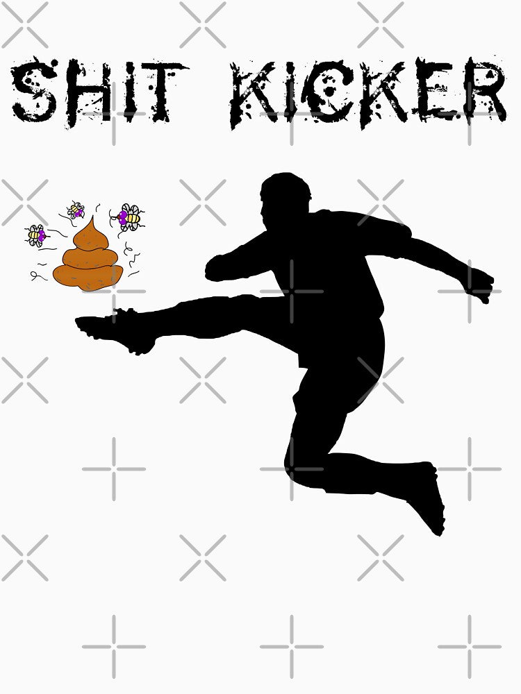 Shit Kicker Soccer Pun - Black Ink Sports Humor by Oaks Creations