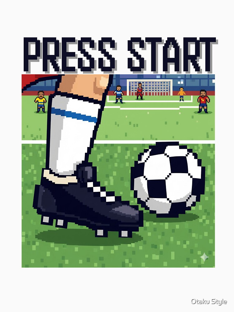Retro Pixelated Soccer Tee | 8-Bit Video Game Style Football Design by Otaku Style